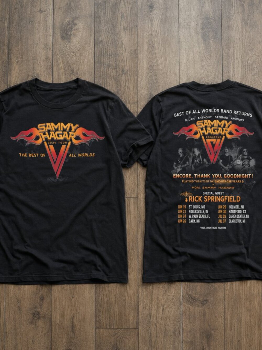 Sammy Hagar Best Of All Worlds Tour 2026 Double Sided Rock Concert T-Shirt